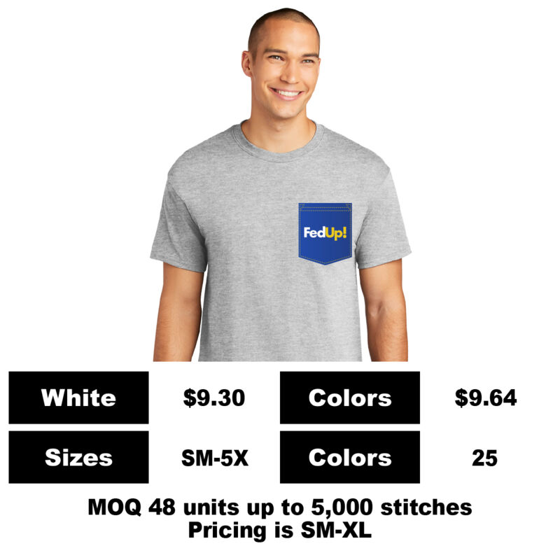 G5000-P: Embroidery on Pocket - 5.3 oz Cotton Pocket T-Shirt